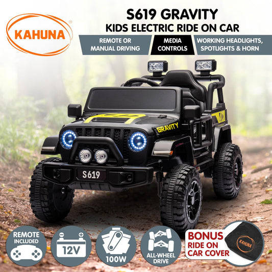 Kahuna S619 Gravity Kids Electric Ride On Car - Black.
