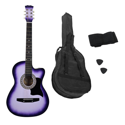 Karrera 38in Cutaway Acoustic Guitar with guitar bag - Purple Burst.