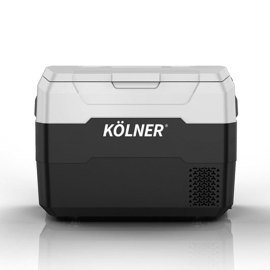 Kolner 40l Fridge Freezer Cooler 12/24/240v Camping Portable Esky Refrigerator With Trolley - Black.