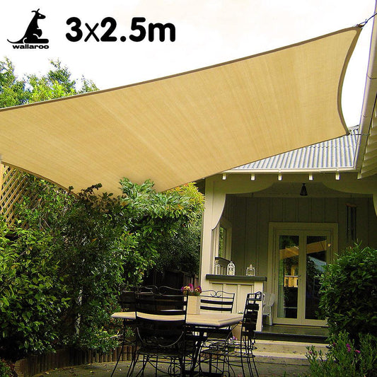 Wallaroo Rectangular Shade Sail 3 x 2.5m - Sand.