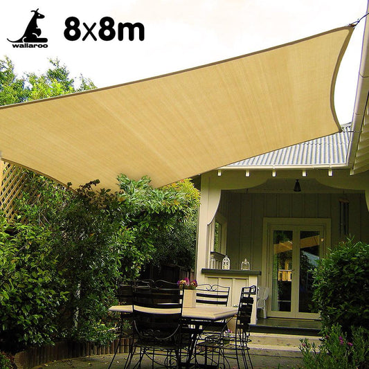 Wallaroo Rectangular Shade Sail 8m x 8m - Sand.