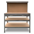 Kartrite 3-layered Work Bench Garage Storage Table Tool Shop Shelf Silver.