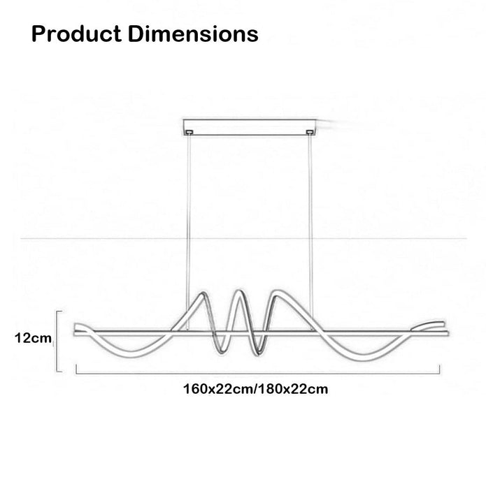 BAMDECOR A202 Modern LED Linear Pendant Lights with Dimmable LED (160cm/180cm-Black) 1.5 Meters