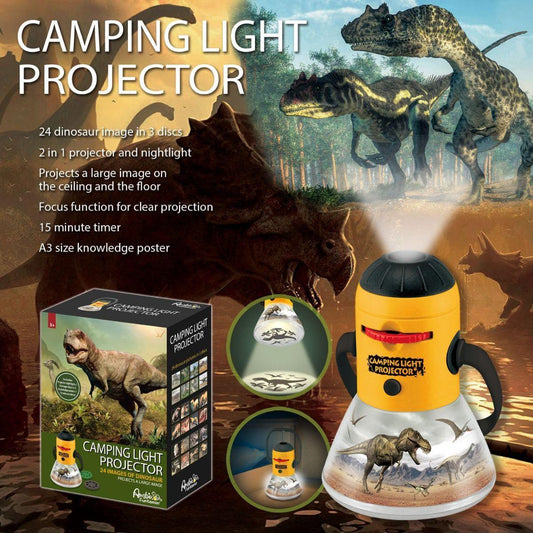 Dinosaur Mini Night Light Camping Projector - Lantern Torch Kids Learning Toy.