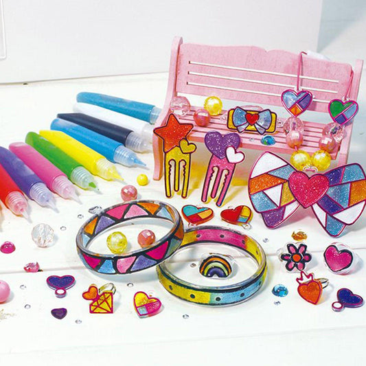Colorato Trendy Jewellery Glass Art Deco - DIY Craft Kit for Kids Painting Set.