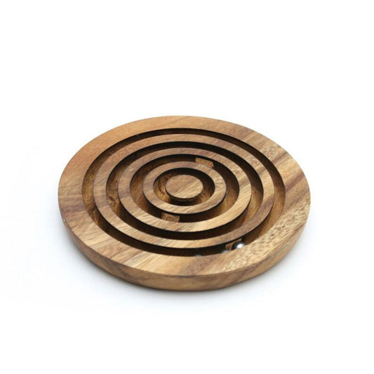 Marble run brain teaser puzzle, wood, handmade 3D puzzle-get all 3 marbles together.