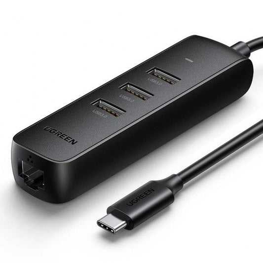 UGREEN 50627 USB-C to USB-A 3-Port Hub with RJ45 Gigabit Ethernet.