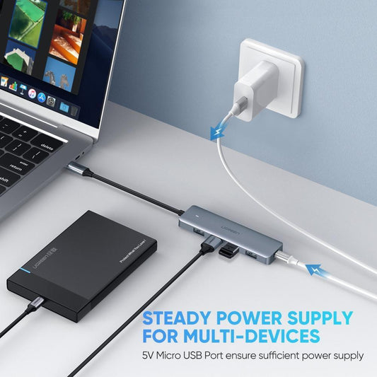 UGREEN 4-Port USB3.0 Hub with Micro USB Power Supply 70336.