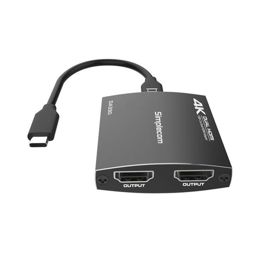 Simplecom DA330 USB-C to Dual HDMI MST Adapter 4K@60Hz with PD and Audio Out.