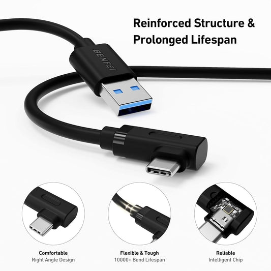 BENFEI 375BK-2M USB 3.0 to Right Angled USB-C PVC 2M.