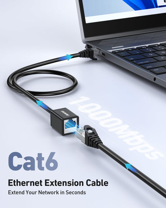 BENFEI 435BK-2M RJ45 Extension Male/Female Patch cords Cat6 1000Mbps 2M.