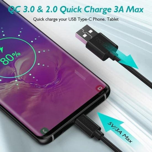 CHOETECH AC0003-V4 USB-A to Type-C Cable 6.6ft Fast Charging Data Cord 2M.