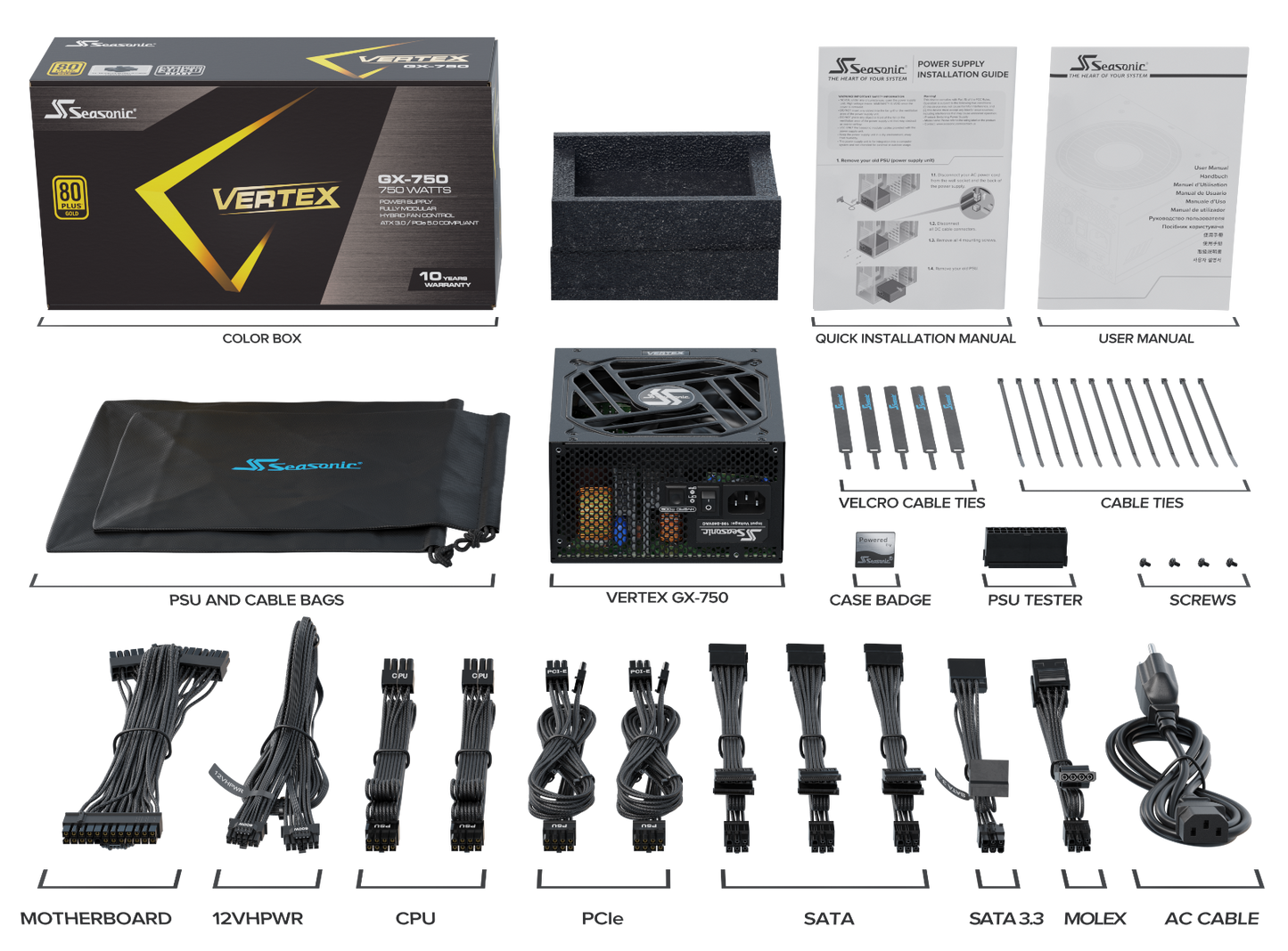 Seasonic VERTEX 750W (GX-750) 80 PLUS Gold Modular PSU ATX 3.0.