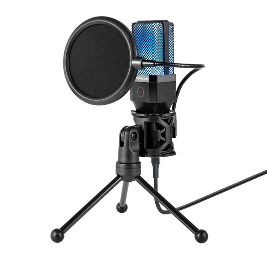 Simplecom UM650 USB Cardioid Condenser Microphone Gaming RGB Lights with Tripod & Pop Filter.