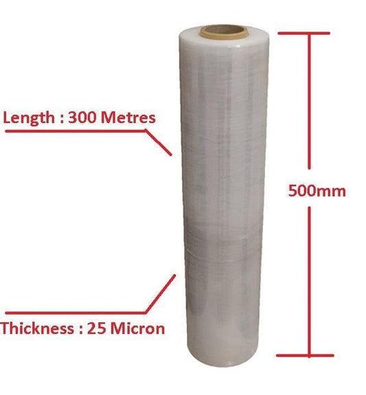 Moofer Premium Pallet Stretch Wrap 500mm x 300m x 25um Clear (4 Packs).