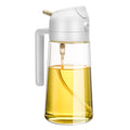 600ml 2 in 1 Glass Oil Sprayer Dispenser Kitchen Sprayz Cooking Baking Oil Bottle BBQ Spray White.