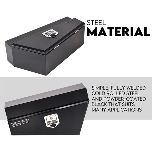 Under Tray Tool Box Underbody Pair Set 750mm Black Steel.