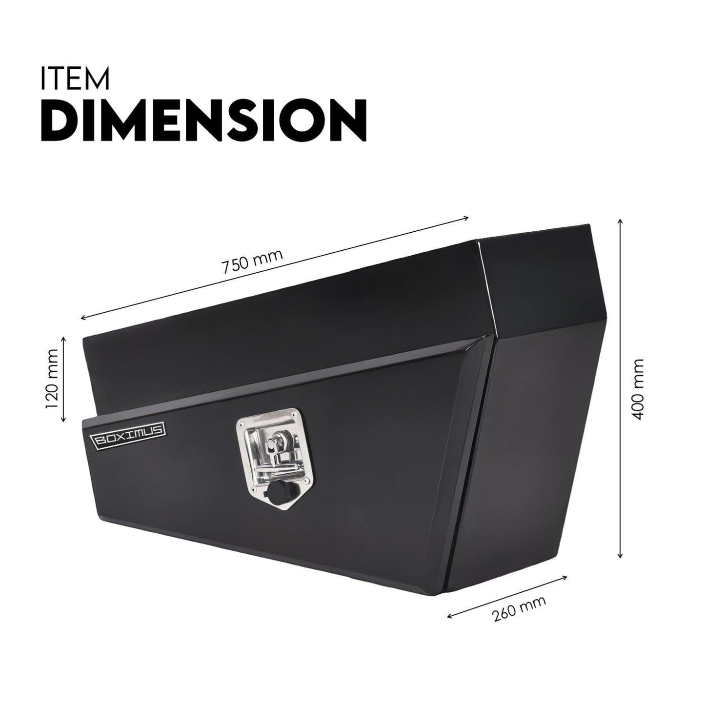 Under Tray Tool Box Underbody Pair Set 750mm Black Steel.