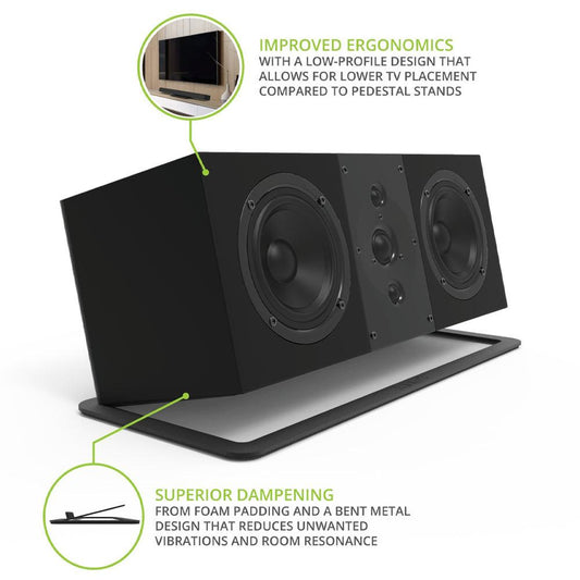 Kanto S10 Low-Profile Angled Sound Bar and Center Channel Speaker Stand for Home Theater.