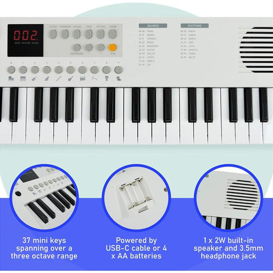 Axus Mini Keyboard 37 Key Keyboard - White.