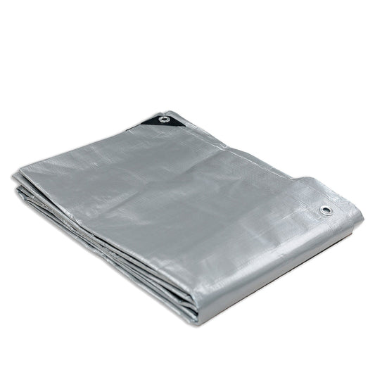 Heavy Duty Silver Black Tarp Tarpaulin 4.9x7.3m.