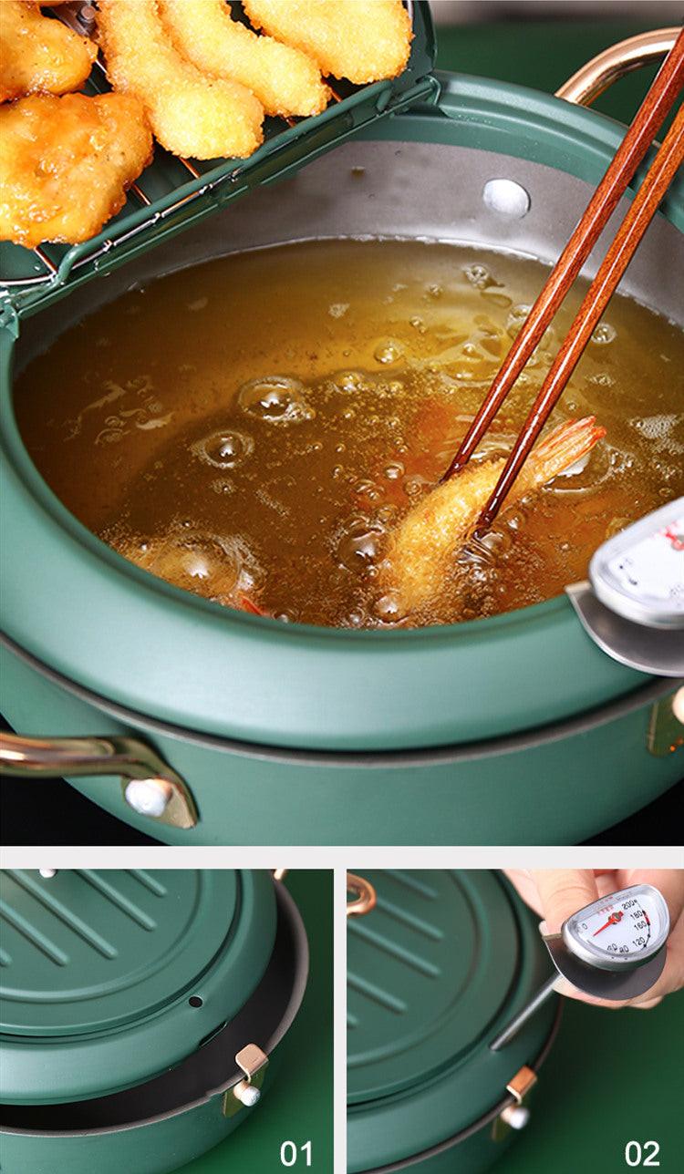Justcook 20cm JSHS-YZG0320-1 Double Handle Tempura Karaga Fryer Pot Frying Pan.