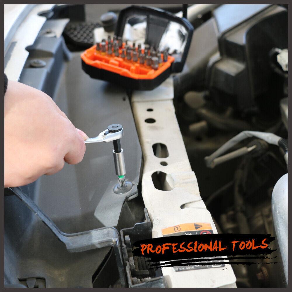 32Piece 1/4" Mini Double Head Screwdriver Bit and Ratchet Set CRV Steel Durable.
