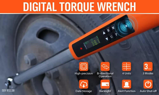 3Pc 1/2" Digital Torque Wrench Set Adjustable 17-340N.m / 25-250ft.lb Motorcycle.