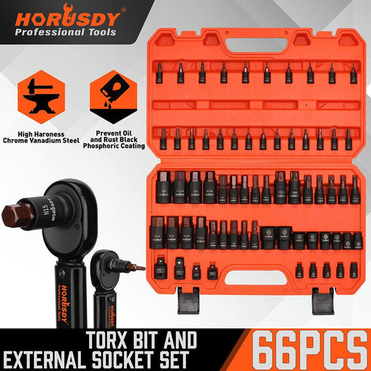 HORUSDY 66Pcs Torx Bit Socket Female External Socket Set Impact Adapter Socket.