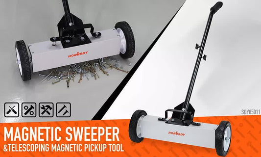 18Inch Magnetic Pick Up Sweeper With Wheels 45LBS Lawn Sweeper Roofing Tools.