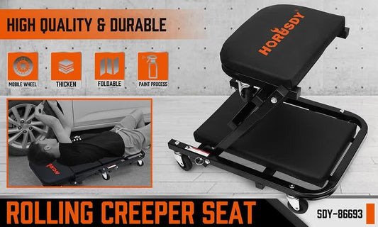 40inch 2 in 1 Folding Creeper Mechanic Z Seat Garage Workshop Rolling Work Stool.