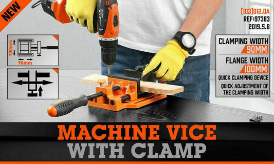 90mm Drill Press Bench Vice Quick Release Clamp Jaw Soft Grip Hand Pads Woodwork.