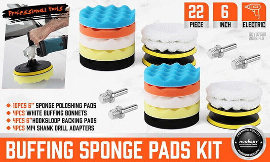 11Pcs 6" Buffing Waxing Polishing Pads Sponge Pad Set For Car Polisher Drill.