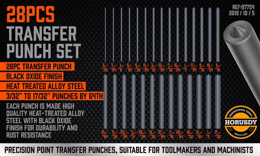 28x Center Transfer Punches Set Machinists Tool Punch Stand Heat Treated Steel.
