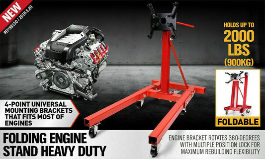 Heavy Duty Engine Stand Workshop Car Auto Folding Crane Hoist 900kg Loading.