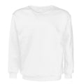 New Adult Unisex Plain Pullover Fleece Jumper Mens Long Sleeve Crew Neck Sweater, White, XL