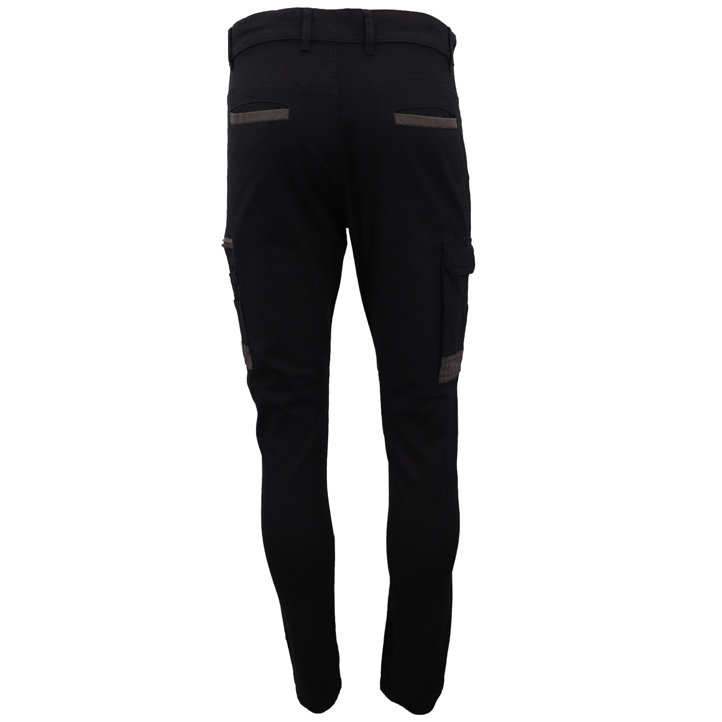 Men's Cotton Drill Cargo Work Pants UPF 50+ 13 Pockets Tradies Workwear Trousers, Black, 30