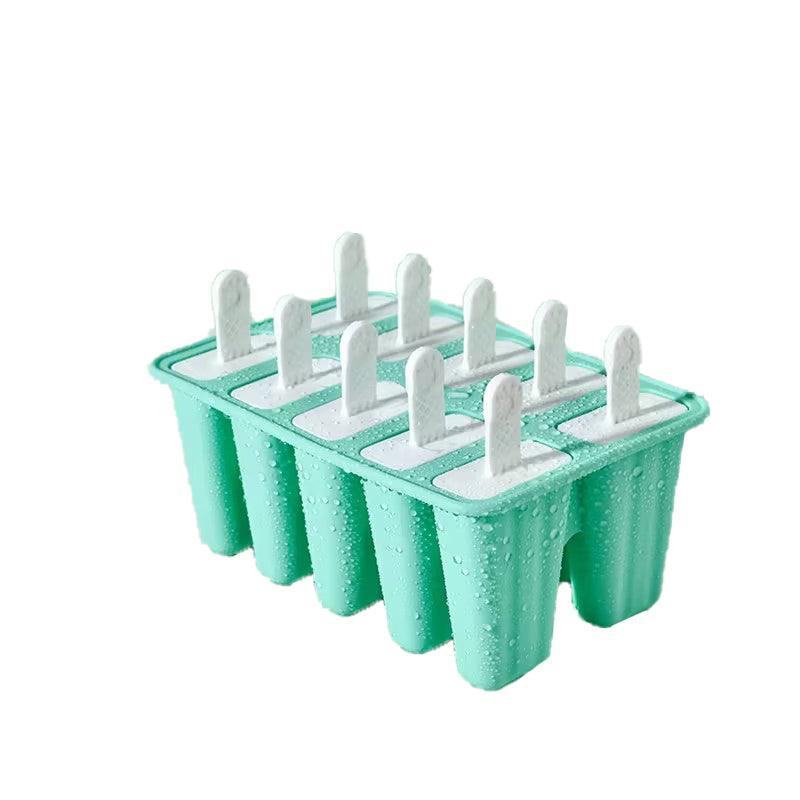 Silicone Ice Cream Mould Block Frozen Molds Icy Pole Jelly Popsicle - Pink-10Grid