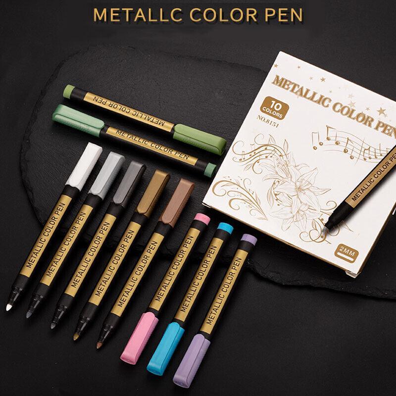 10Pcs/Set Waterproof Paint Pens for Art on Metal Glass & Rock