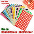 8/13/25/50mm Colour Sticker Dots Adhesive Round Labels Circular Scrapbooking Green - 25mm 40 Dots - 5 Sheets.