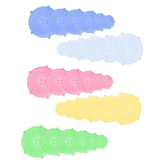 6PCS Stretch Reusable Silicone Food Saver Cover Seal Insta Lids Bowl Wraps - Pink