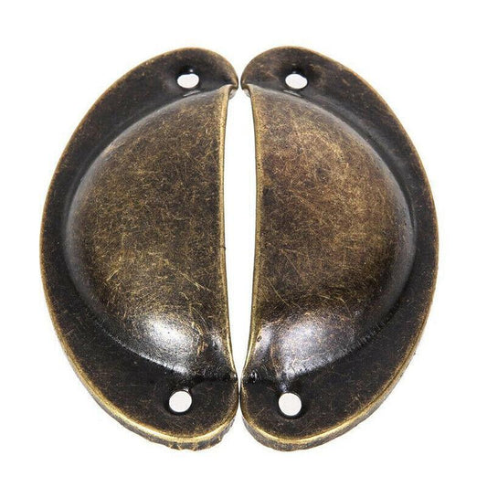 6X Cupboard Door Cabinet Cup Drawer Furniture Retro Antique Pull Shell Handle - Red Bronze