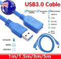 Super speed Usb 3.0 Male To Female Data Cable Extension Cord For Laptop Pc Camera - 1M.