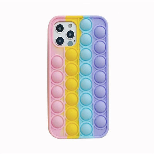 Rainbow Pop Fidget Toys Push It Bubble Phone Case For iPhone 7 8 Plus X XR 11 12 Pro Max - iPhone 7Plus/8Plus.