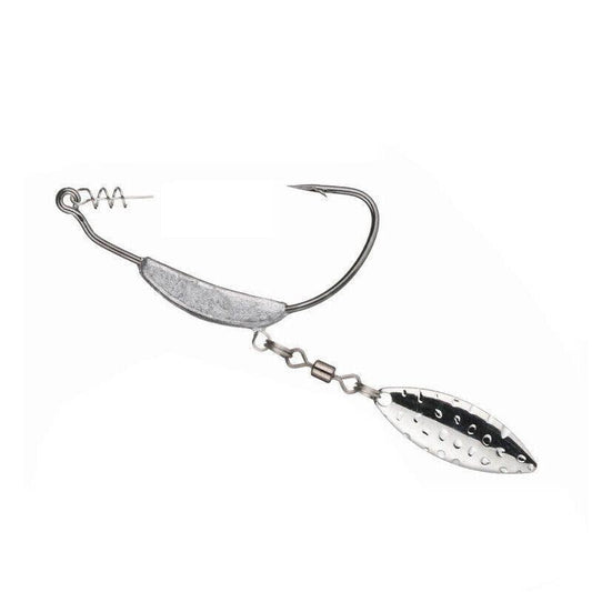Weedless Jighead Hook Swimbait Worm Fishing Lure Wide Gap Single Barbed Spinner - 2/0#.