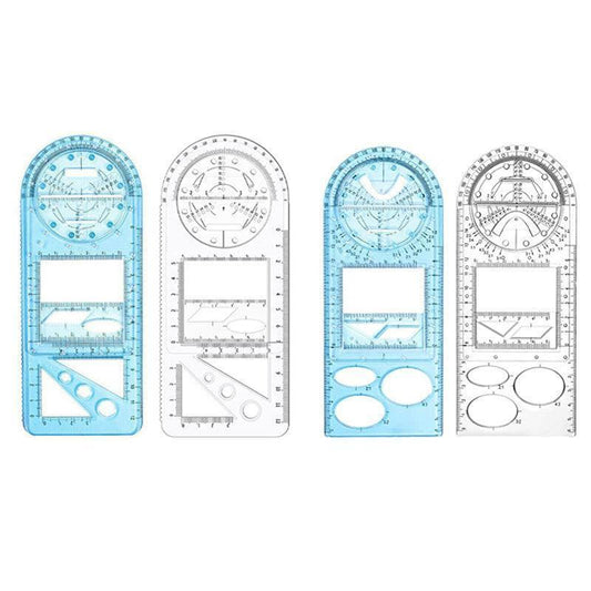 Multifunctional Geometric Ruler Student Mathematics Drawing Tools School Office - Clear-Primary School.