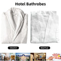 Cotton Kimono Collar Bathrobe Hotel Quality Thick Fleece Towel Embroidered Robe - Waffle