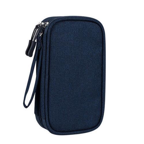 Electronic Accessories Cable Bag Organizer Travel Pouch Storage Cases Charger - Navy.