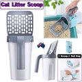 Cat Litter Scoop Integrated Detachable Shovel Holder Poop Pet Sifter Cleaning - 2 Roll Garbage Bags