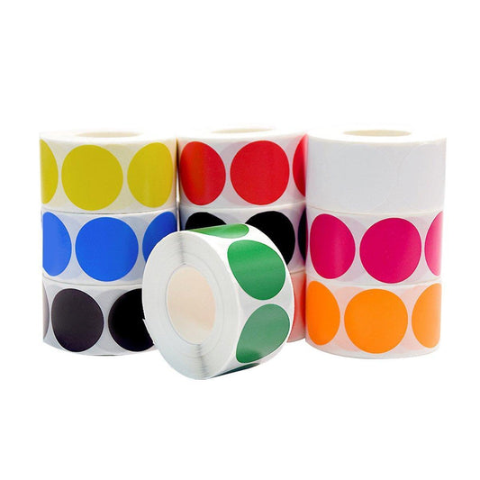 8 Rolls Colored Polka Dot Labels Round Seal Stickers Marking Round Sticker Set - White.